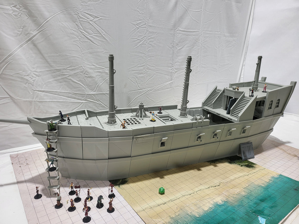 Galleon Game Board, Ship, Pirate SHip, Cargo Ship, Shipping Vessel, Seaport, Harbor ship, DND Terrain, DND Miniatures, gaming terrain, Pirate, 28mm Terrain, Pirate Island, Pirate Terrain, Pirate Houses, Caribbean Village, Jack Sparrow, Captain Hook