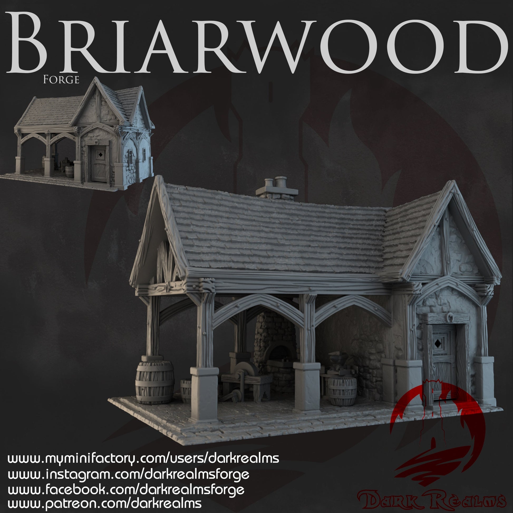 DnD Miniature, 40k Terrain, Train Terrain, Tabletop Town, Tabletop Game, Dnd Table, DND Terrain, DND Miniatures, gaming terrain, 28mm Terrain, Briarwood, Gate and walls, gatehouse, gate, walls, dnd