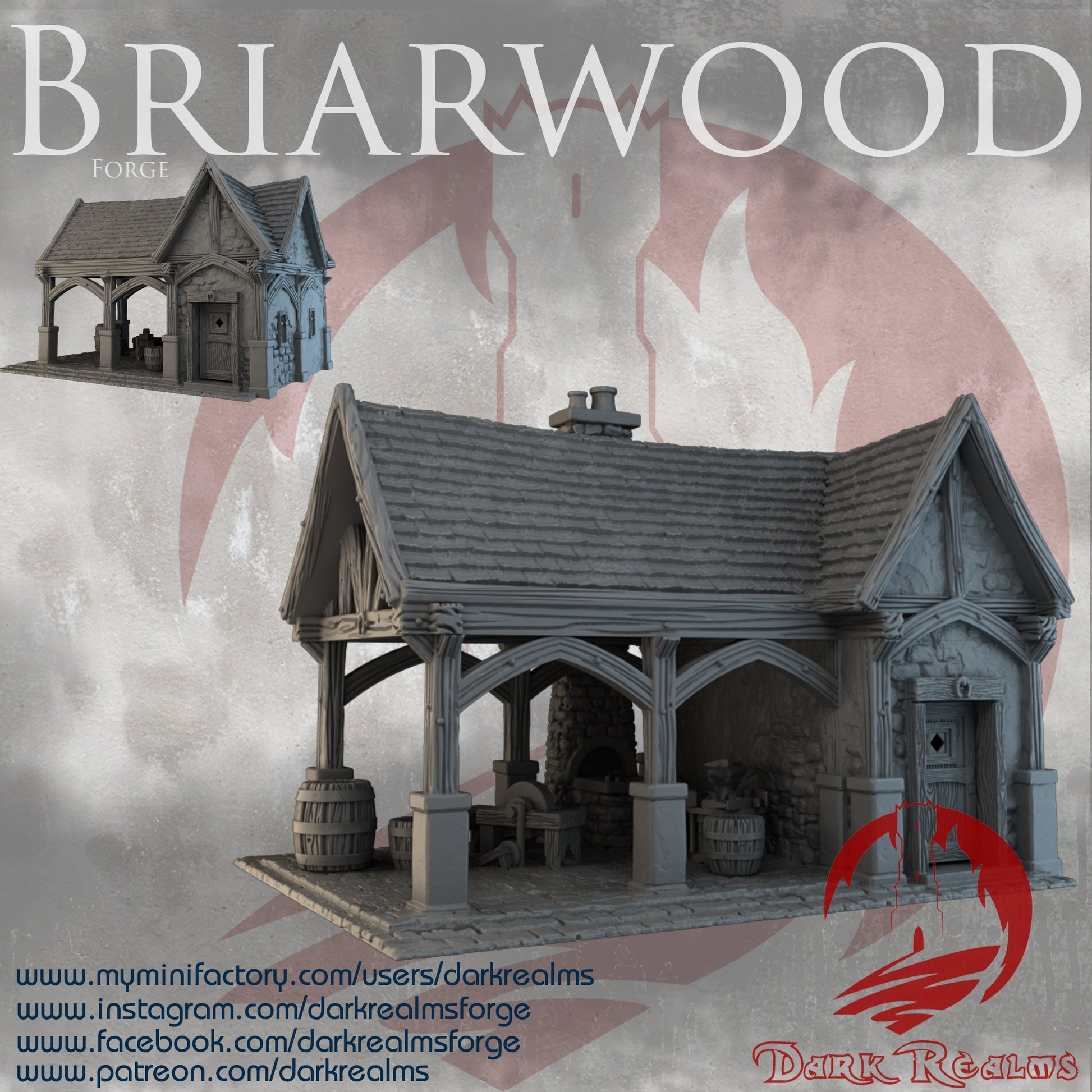 DnD Miniature, 40k Terrain, Train Terrain, Tabletop Town, Tabletop Game, Dnd Table, DND Terrain, DND Miniatures, gaming terrain, 28mm Terrain, Briarwood, Gate and walls, gatehouse, gate, walls, dnd