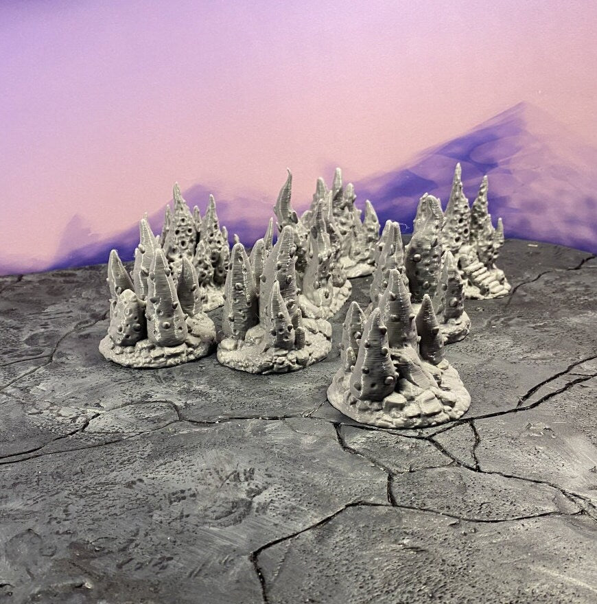 Highly detailed 3D-printed fungal clusters for tabletop RPGs like DnD and Pathfinder. Features include realistic textures of mushrooms, spores, and infected growths, perfect for mystical forests and infected zones.
