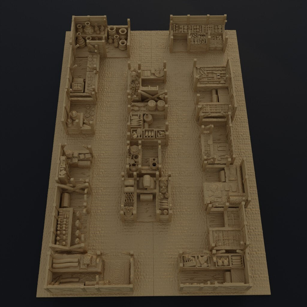 dnd terrain, Dungeons and Dragons, Dungeon Master, Bundle, board game, warhammer 40k, star wars, Market Stalls, fish, pottery, books, role playing games, Desert Terrain, Market, Hamas, Middle East, Israel, Desert Market, Syrian, Desert, ARAB, stalls