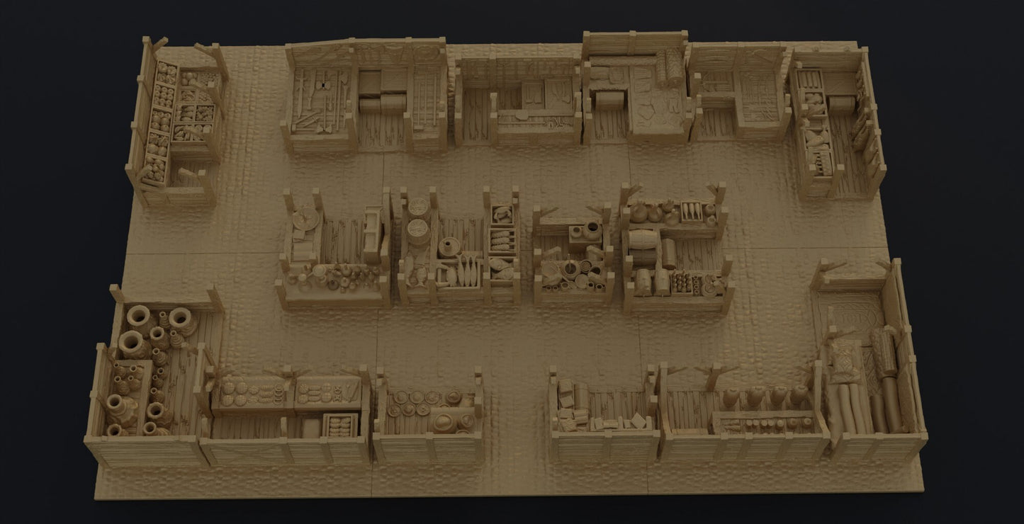 dnd terrain, Dungeons and Dragons, Dungeon Master, Bundle, board game, warhammer 40k, star wars, Market Stalls, fish, pottery, books, role playing games, Desert Terrain, Market, Hamas, Middle East, Israel, Desert Market, Syrian, Desert, ARAB, stalls