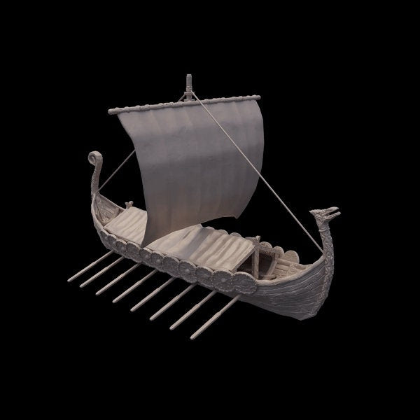 Covered Viking Long Ship, with shields
