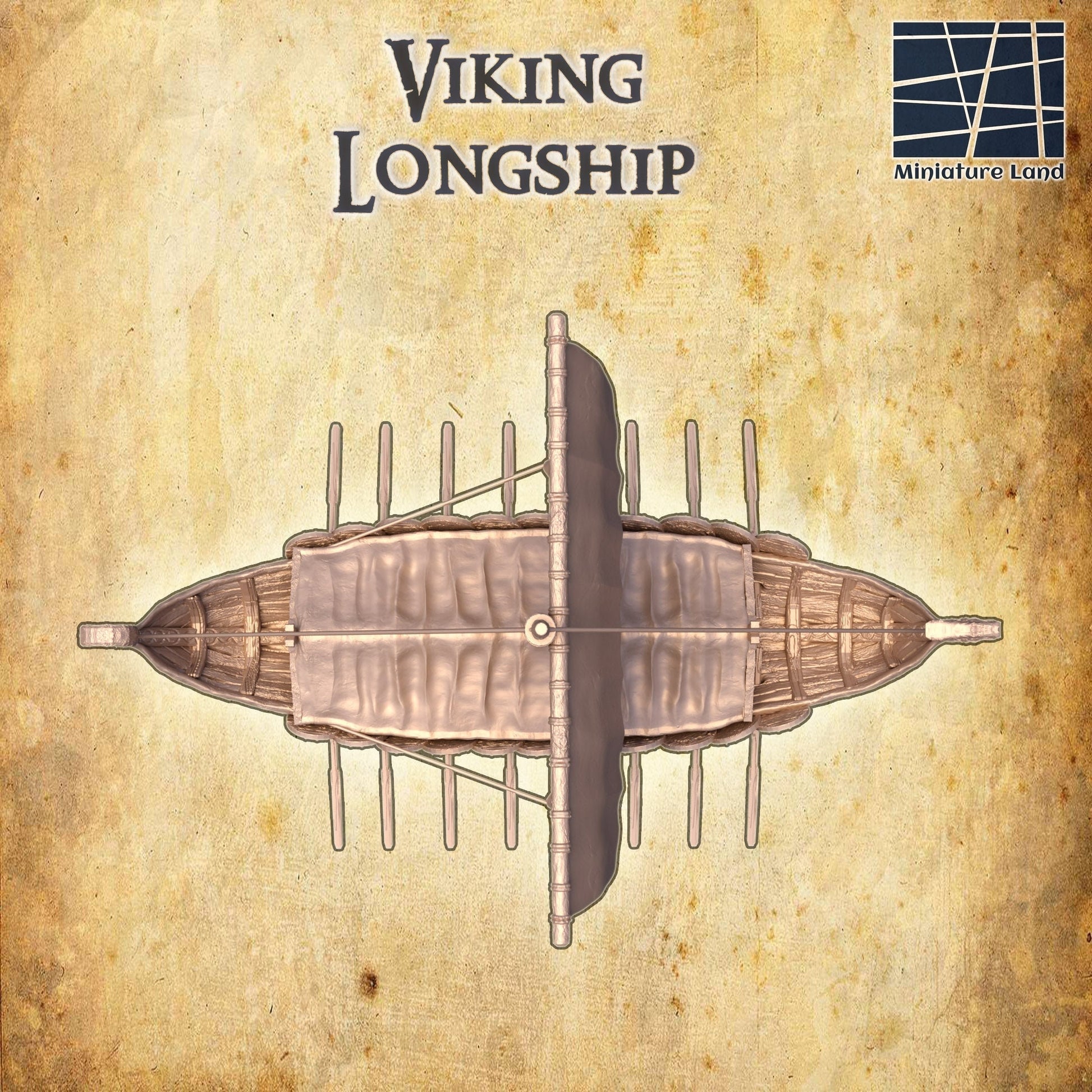 Covered Viking Long Ship, with shields