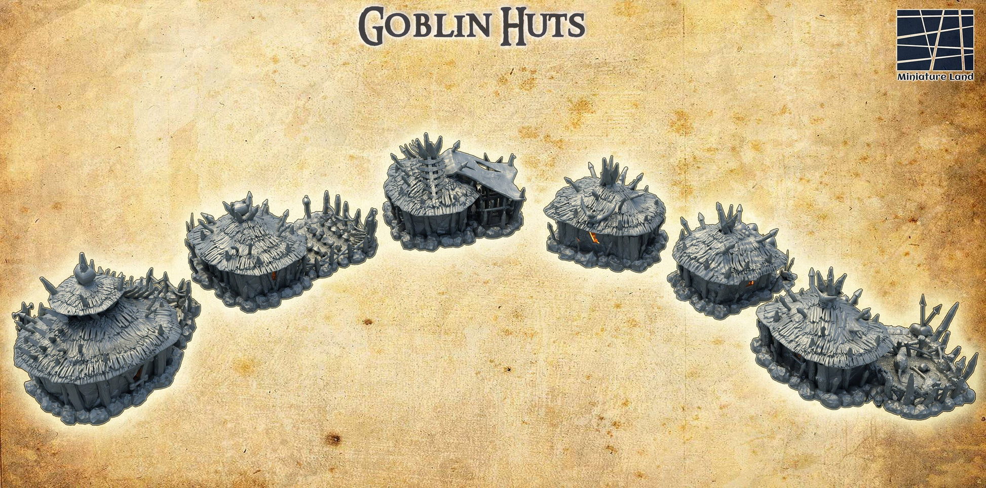 Goblin Huts,Tabletop, dungeons and dragons, Lord of the rings, ruin, dnd rpg, ruins, temple, d and d games, warhammer, dnd, dnd campaign, grimdark, tabletop terrain
