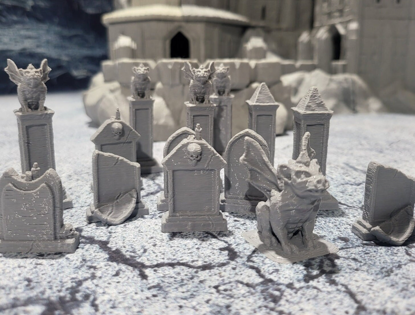 Tombstones, Salmystia Cemetery, Dungeons and Dragons, Cemetery, Tabletop terrain, Scatter terrain