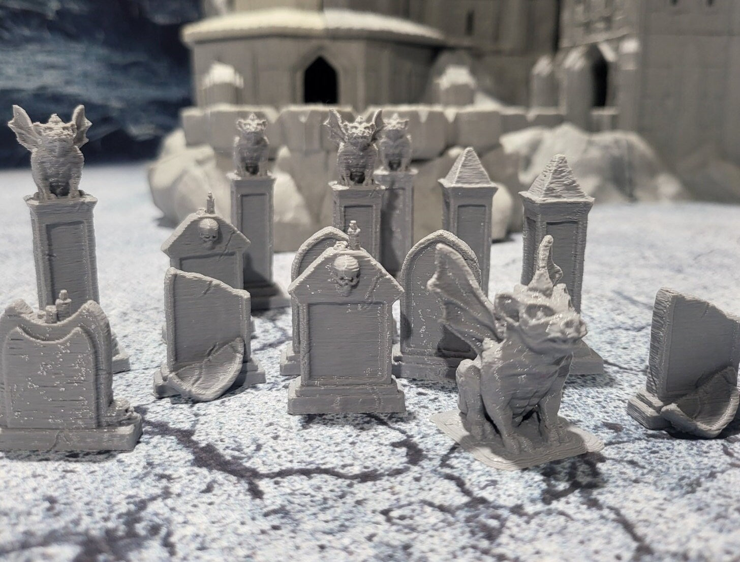 Tombstones, Salmystia Cemetery, Dungeons and Dragons, Cemetery, Tabletop terrain, Scatter terrain