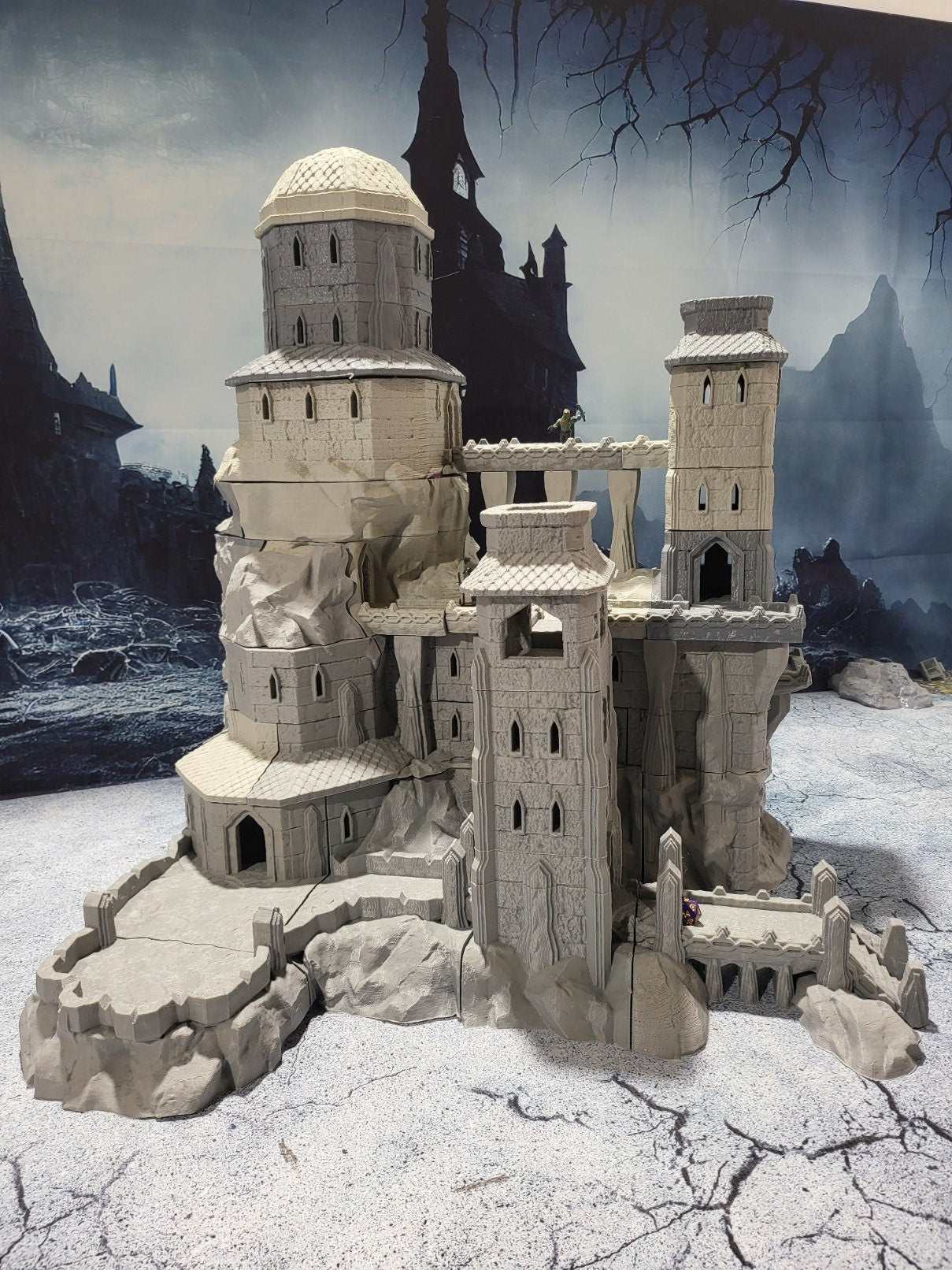 Old Dwarf Fort for tabletop wargaming, ancient dwarf fortress, DnD, Pathfinder, wargames, 3D printed PLA terrain, high-quality fort, realistic textures, strategic gameplay, RPG scenery.