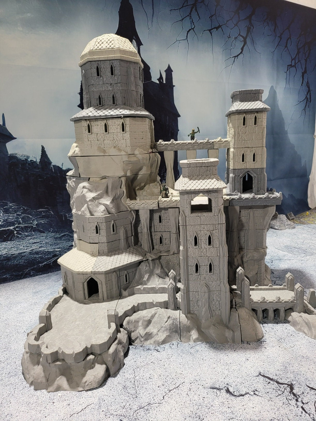 Old Dwarf Fort for tabletop wargaming, ancient dwarf fortress, DnD, Pathfinder, wargames, 3D printed PLA terrain, high-quality fort, realistic textures, strategic gameplay, RPG scenery.