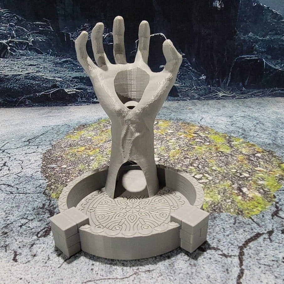 Dice Tower,Tabletop, dungeons and dragons, Lord of the rings, ruin, dnd rpg, ruins, temple, d and d games, warhammer, dnd, dnd campaign, grimdark, tabletop terrain, Mage, Magic, Hand Tower, Dice