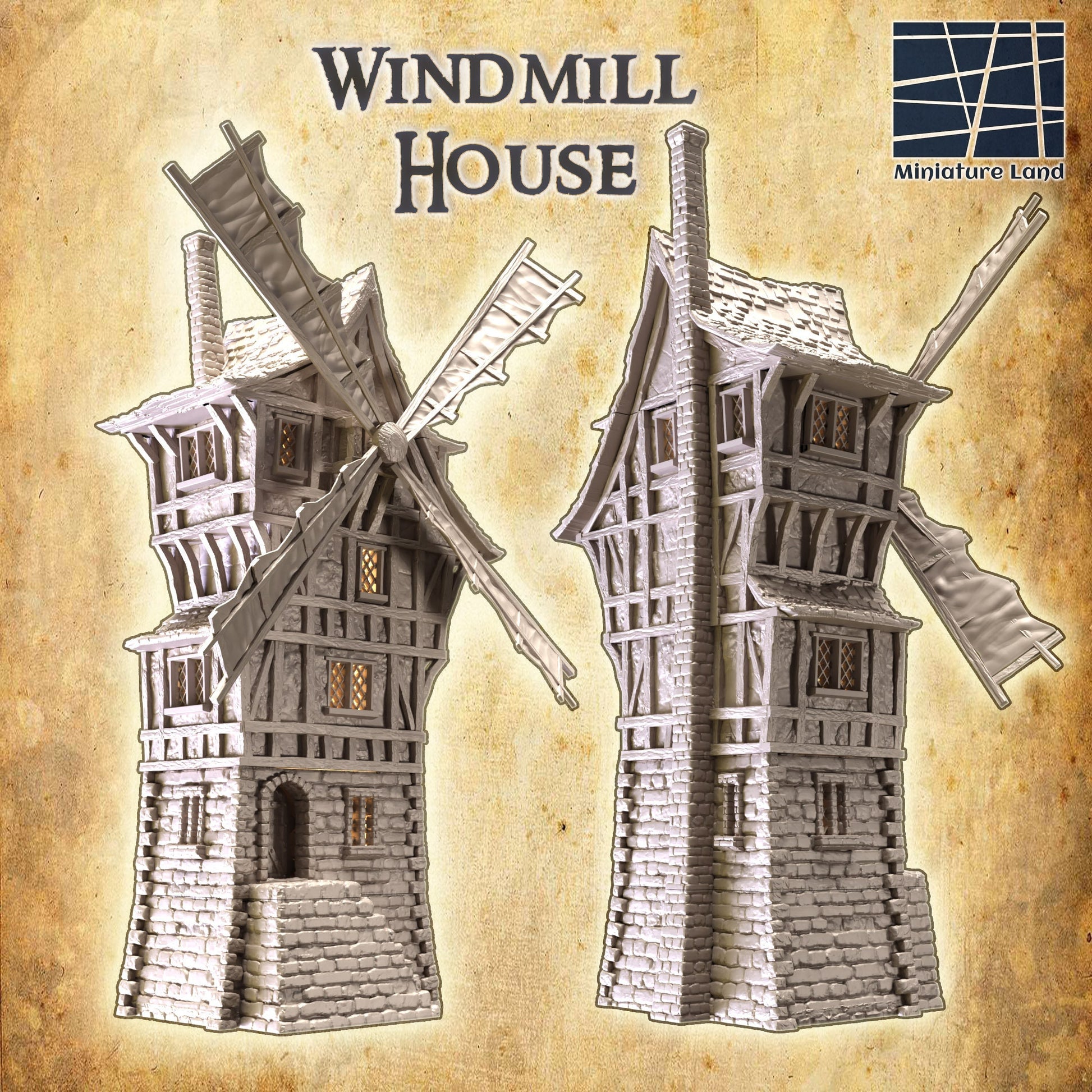 Windmill House 28mm, dnd terrain, tabletop terrain