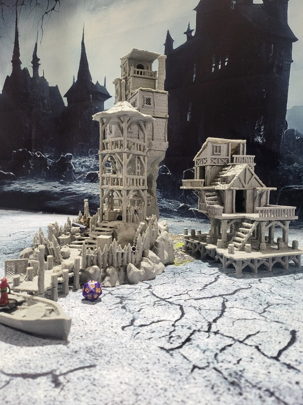 Tabletop Terrain, Mordheim, D&D, Pirate, Tower, Ruin, Ruined, houses, Tabletop, Fantasy Terrain, Town Set, Town and Market, Mordheim Set, Wargaming, Dungeons and Dragons, Lord of the rings, RPG Set, Village Set, building set, small town, Market, town