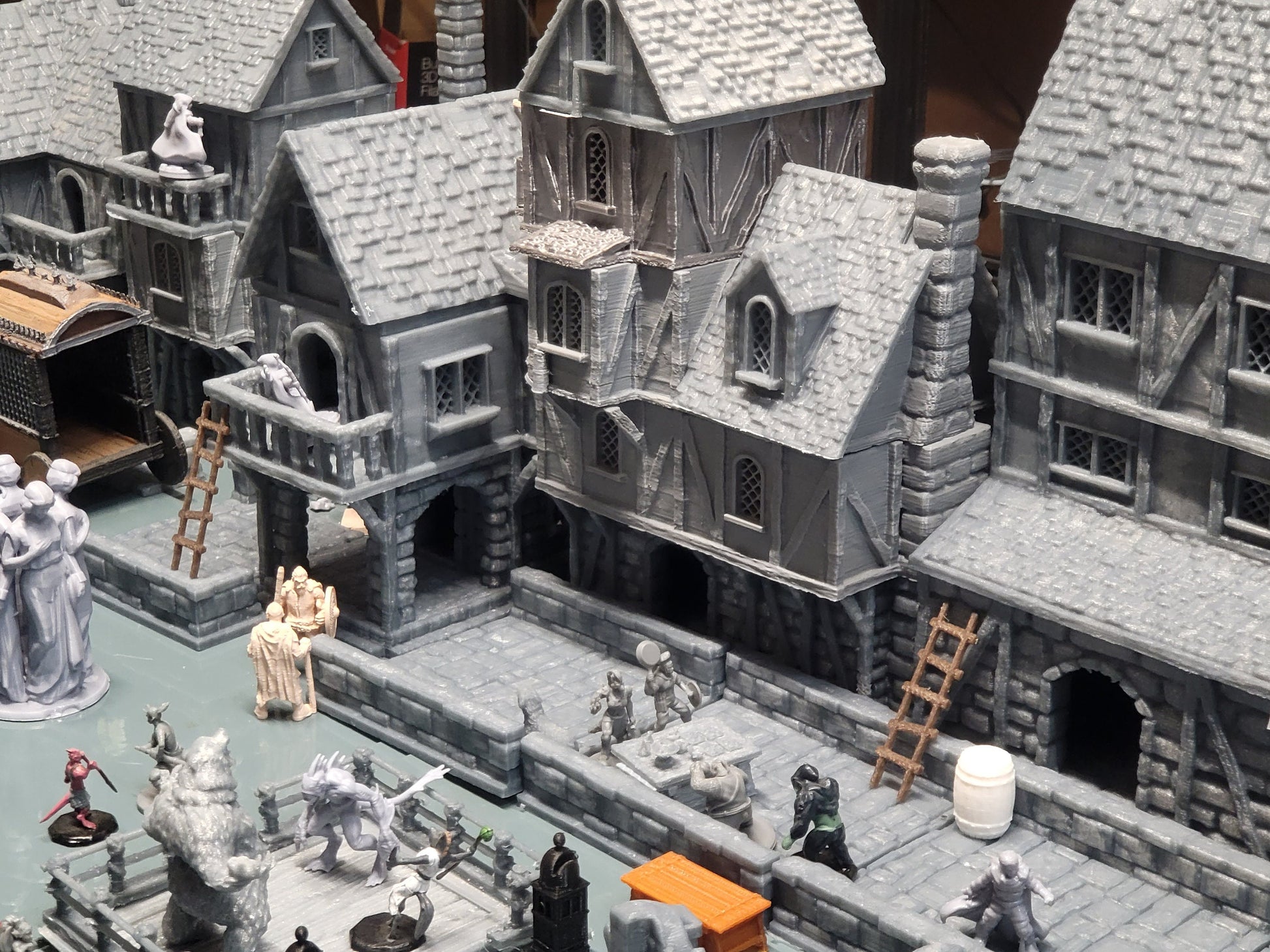 Close-Up of a Modular Building: This image highlights the intricate details of one of the modular buildings, showcasing its wooden structure, windows, and stone foundation.