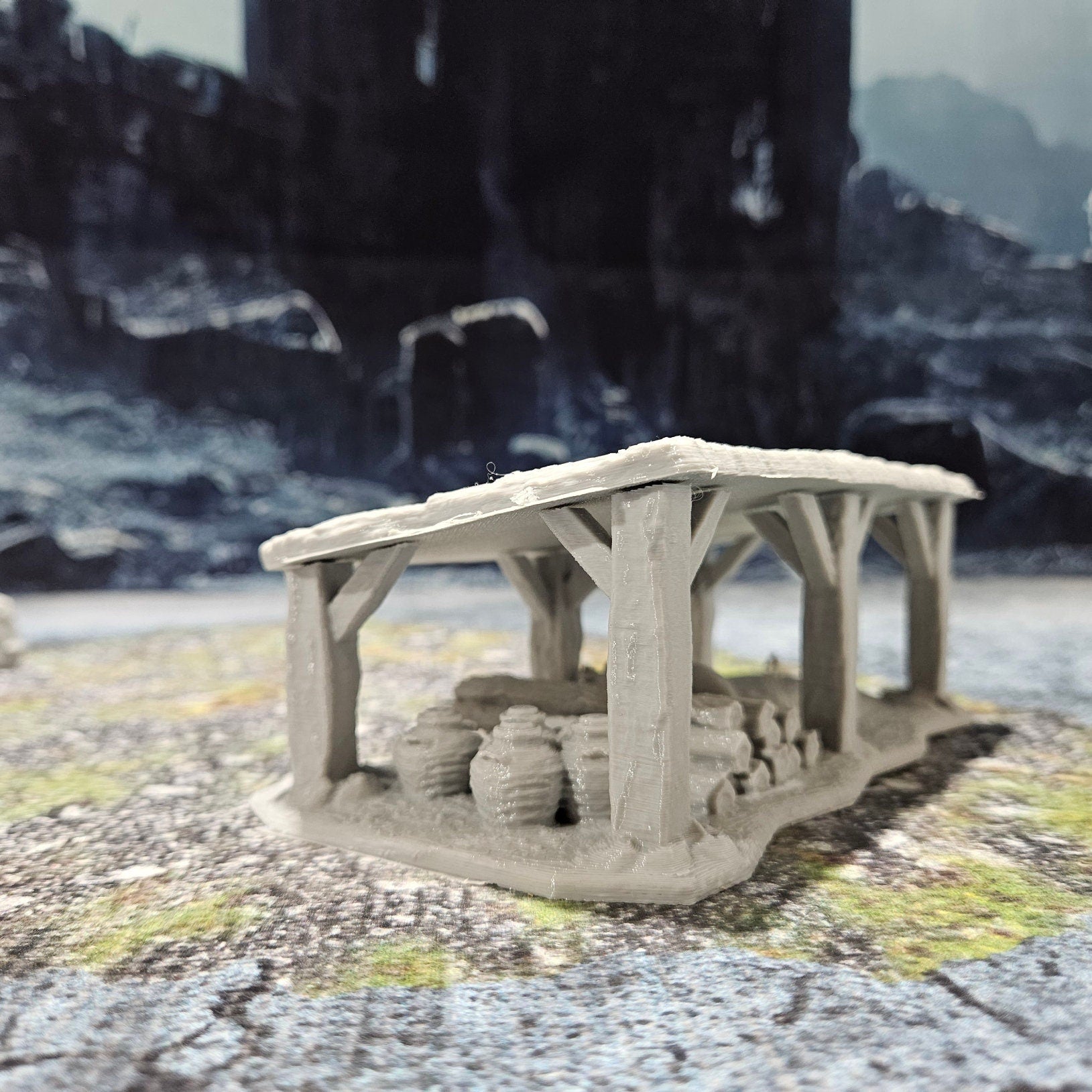 Detailed 28mm simple village set for tabletop RPGs, featuring various farm buildings and rustic structures with intricate designs. Perfect for creating immersive rural village scenes in games like D&D and Pathfinder.