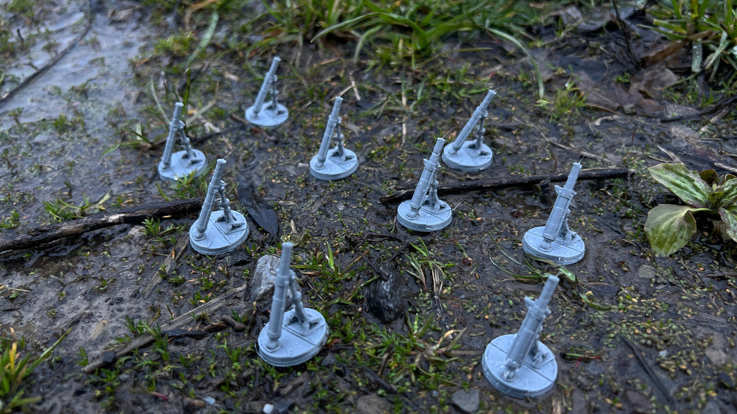 M2 60mm Basic Mortar Set for Tabletop Wargaming - Set of 10 Artillery Models