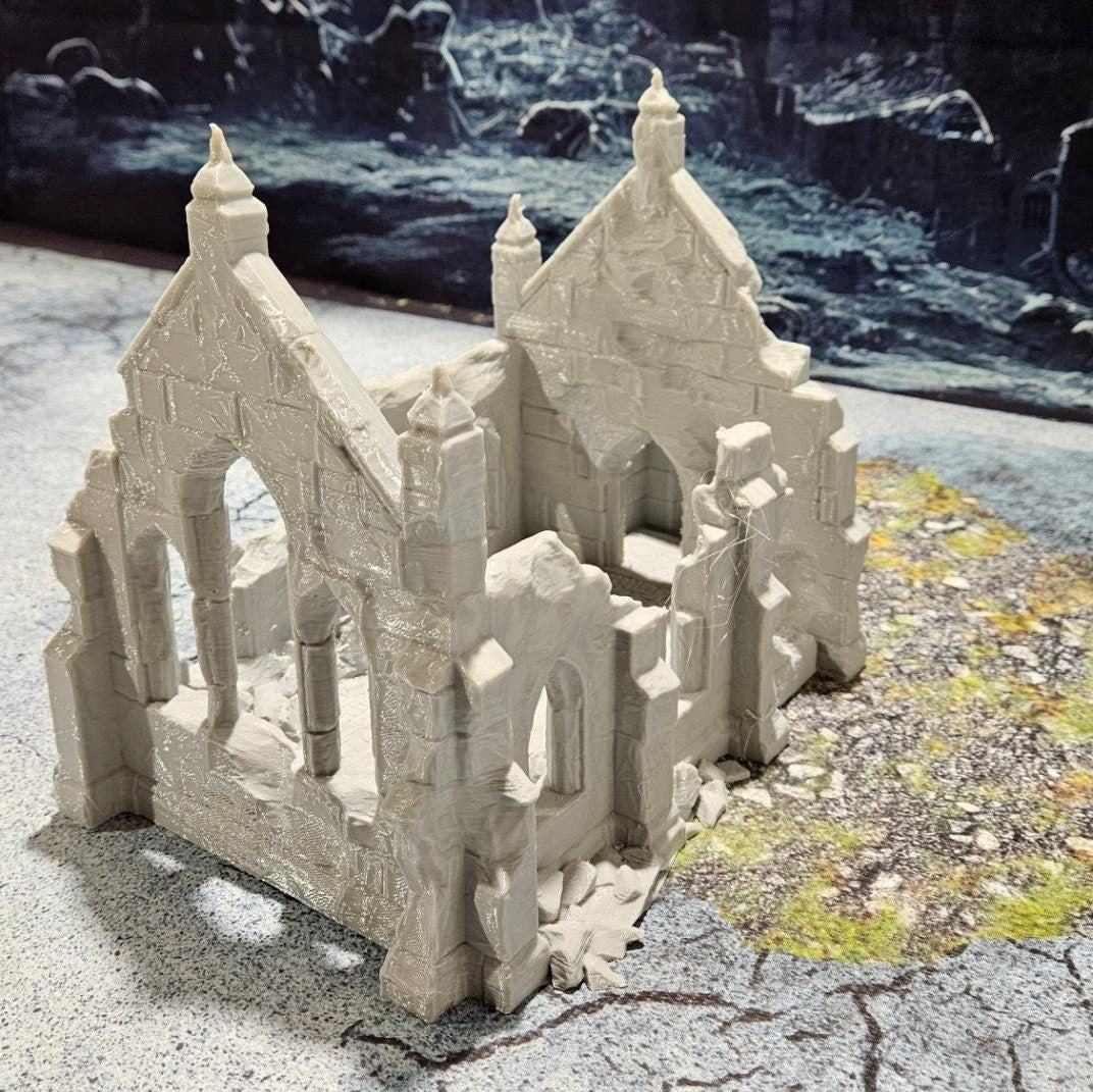 DnD Miniature, 40k Terrain,Train Terrain,Tabletop Town,Tabletop Game,Dnd Table,DND Terrain,DND Miniatures,gaming terrain,inn,taverntemple, temple ruins, this temple is a huge reminder of the fall of religion, dungeons & dragons ruin, mordheim, damned