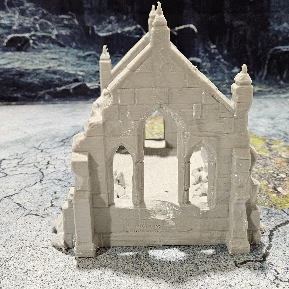 DnD Miniature, 40k Terrain,Train Terrain,Tabletop Town,Tabletop Game,Dnd Table,DND Terrain,DND Miniatures,gaming terrain,inn,taverntemple, temple ruins, this temple is a huge reminder of the fall of religion, dungeons & dragons ruin, mordheim, damned