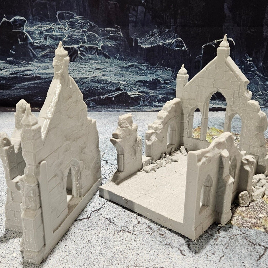 DnD Miniature, 40k Terrain,Train Terrain,Tabletop Town,Tabletop Game,Dnd Table,DND Terrain,DND Miniatures,gaming terrain,inn,taverntemple, temple ruins, this temple is a huge reminder of the fall of religion, dungeons & dragons ruin, mordheim, damned