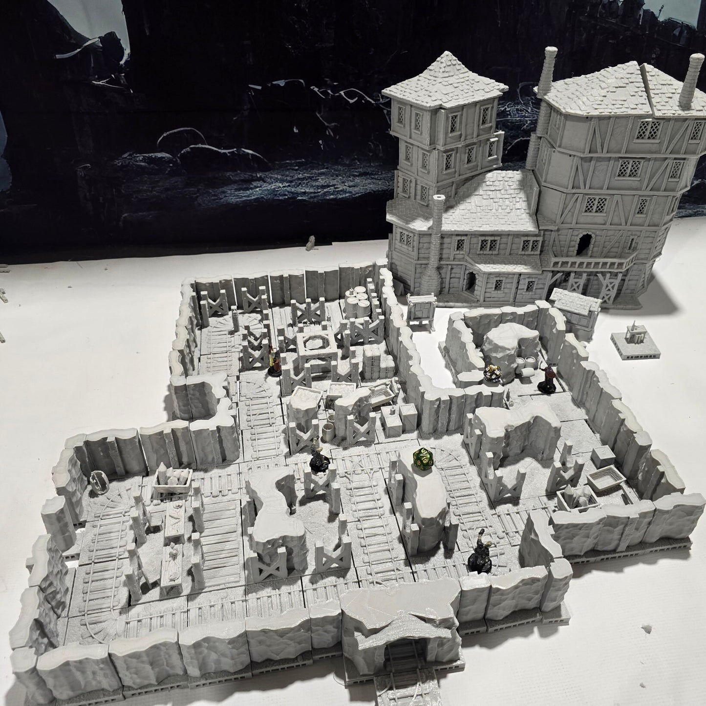 old desert mineshaft, designed for tabletop RPGs like DnD and Pathfinder. stone walls, wooden beams, mining equipment, rail tracks, and mine carts. The realistic textures and debris scattered around add depth and immersion to gaming scenarios.