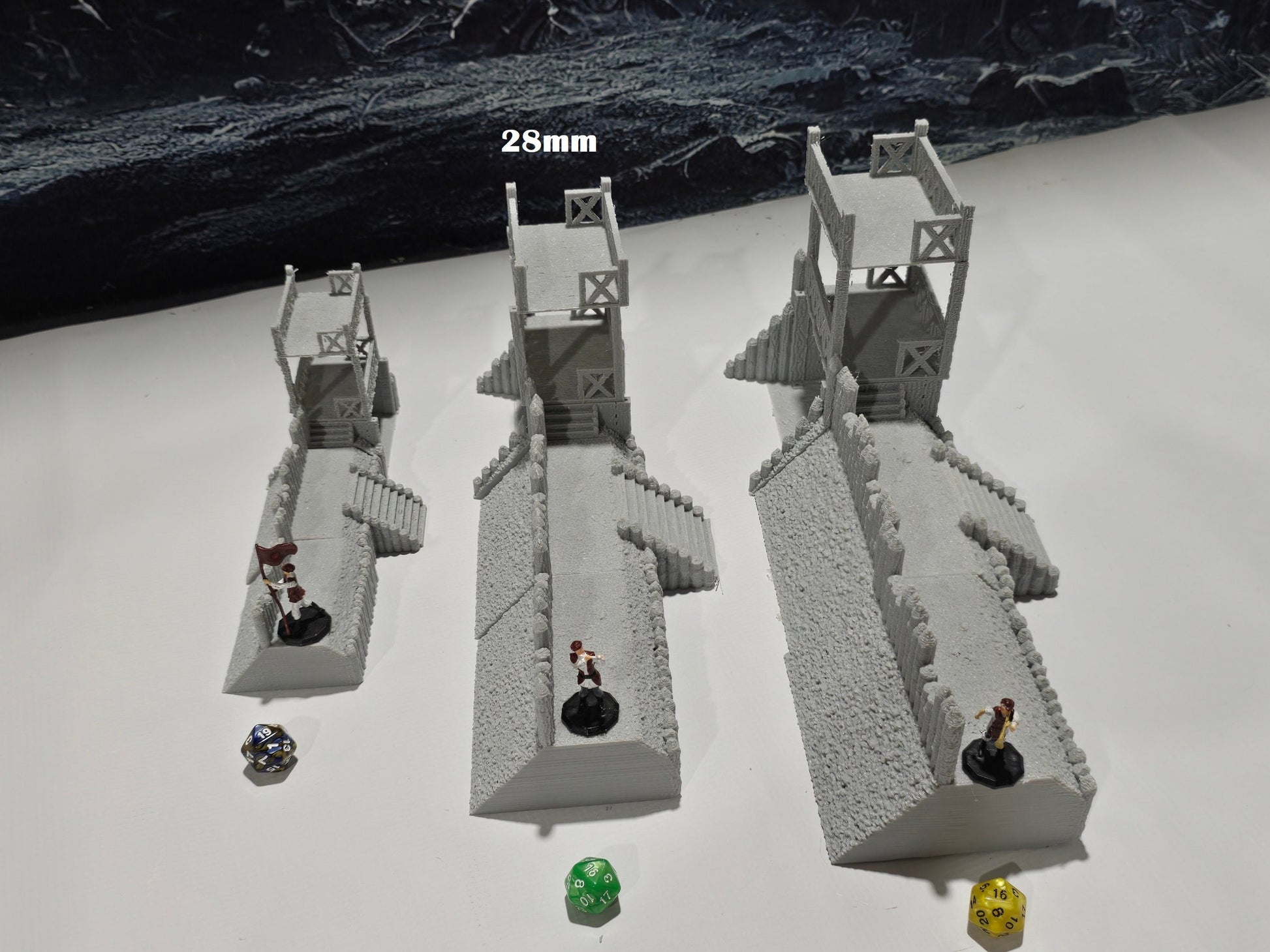 Desert Wall Kit for tabletop wargaming with detailed walls, defensive towers, and gates. Ideal for desert fortifications, Roman camps, and recreating the Battle of Alesia in Warhammer, D&D, Pathfinder, and historical-themed games.