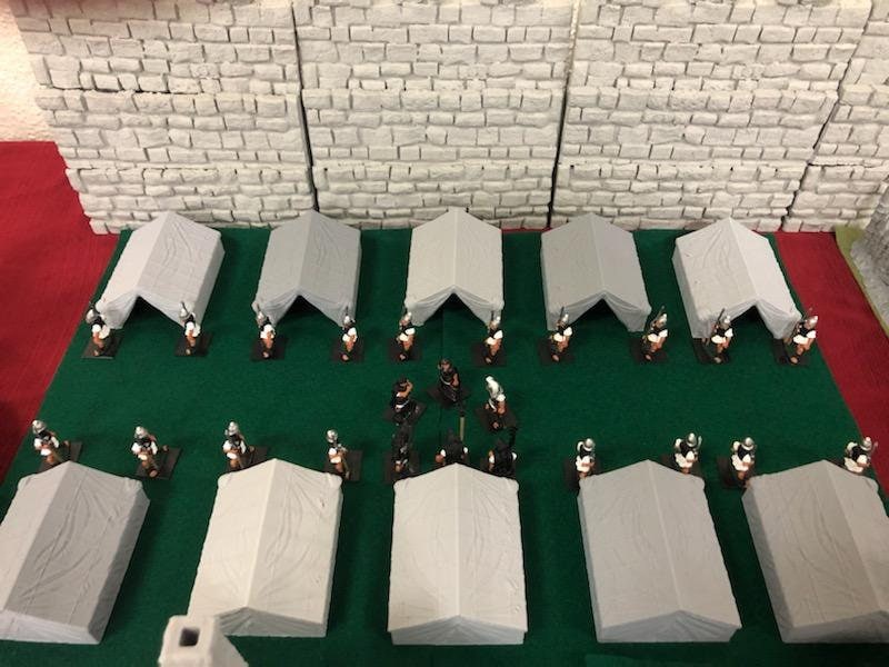 Roman Tent for tabletop wargaming with detailed design, ideal for desert camps and Roman military scenarios. Perfect for recreating historical battles and immersive RPGs in Warhammer, D&D, Pathfinder, and Bolt Action