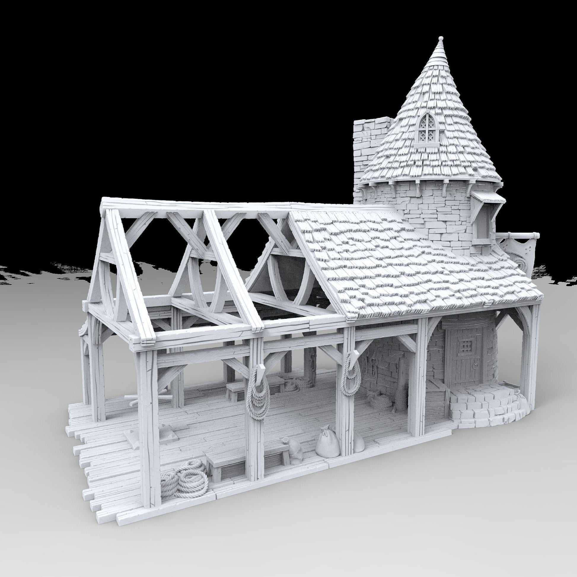 Tortuga Bay, Pirate Hideaway 1, Port Royal ,dnd terrain, Dungeons and Dragons, Dungeon Master, Skirmish games, warhammer 40k, star wars, birthday gift, miniatures, role playing games,  Pirate Terrain, port royal, roper, rope yard, roper