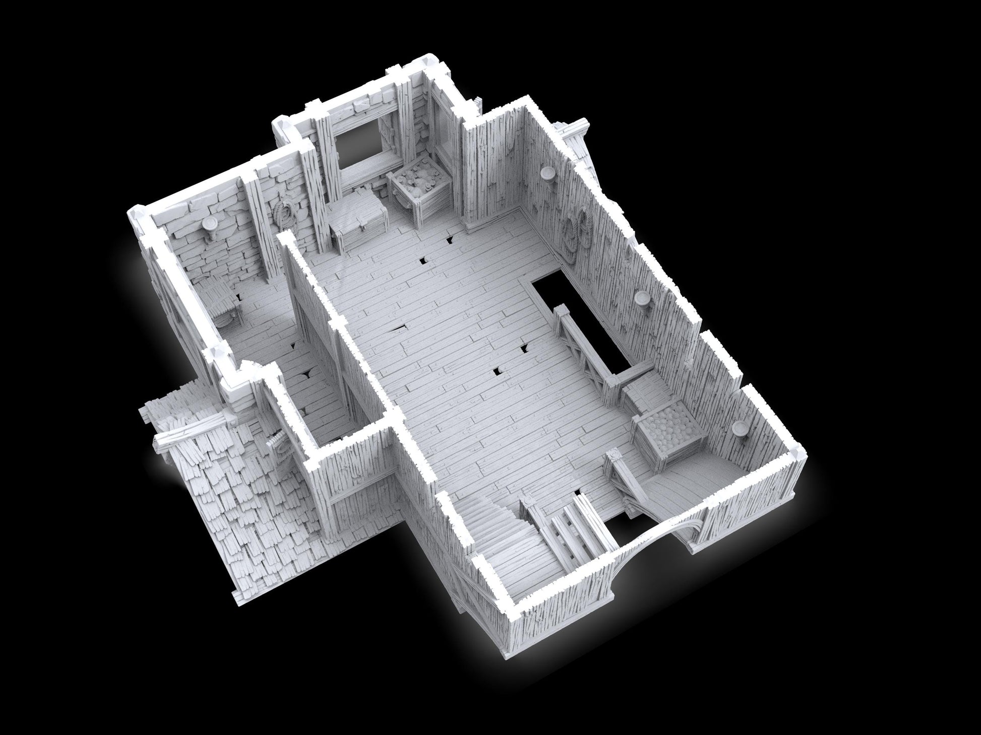 Warehouse, Loading dock, Load House, Port Royal ,dnd terrain, Dungeons and Dragons, Dungeon Master, Skirmish games, warhammer, star wars, birthday gift, miniatures, role playing games, Pirate Terrain, port royal, Ruler, mayor, city mayor, Port Royale