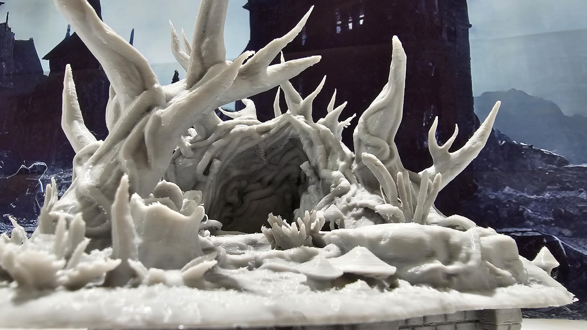 Forest Underground Entrance for tabletop wargaming featuring a hidden cavern entrance with detailed foliage and rock formations. Ideal for forest adventures and dungeon crawls in Warhammer, D&D, Pathfinder, and fantasy-themed games.