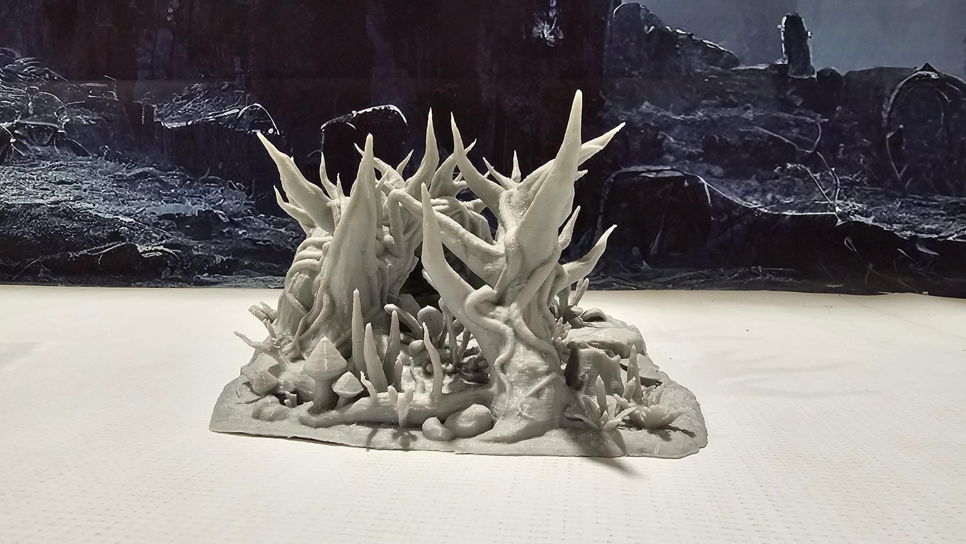 Forest Underground Entrance for tabletop wargaming featuring a hidden cavern entrance with detailed foliage and rock formations. Ideal for forest adventures and dungeon crawls in Warhammer, D&D, Pathfinder, and fantasy-themed games.