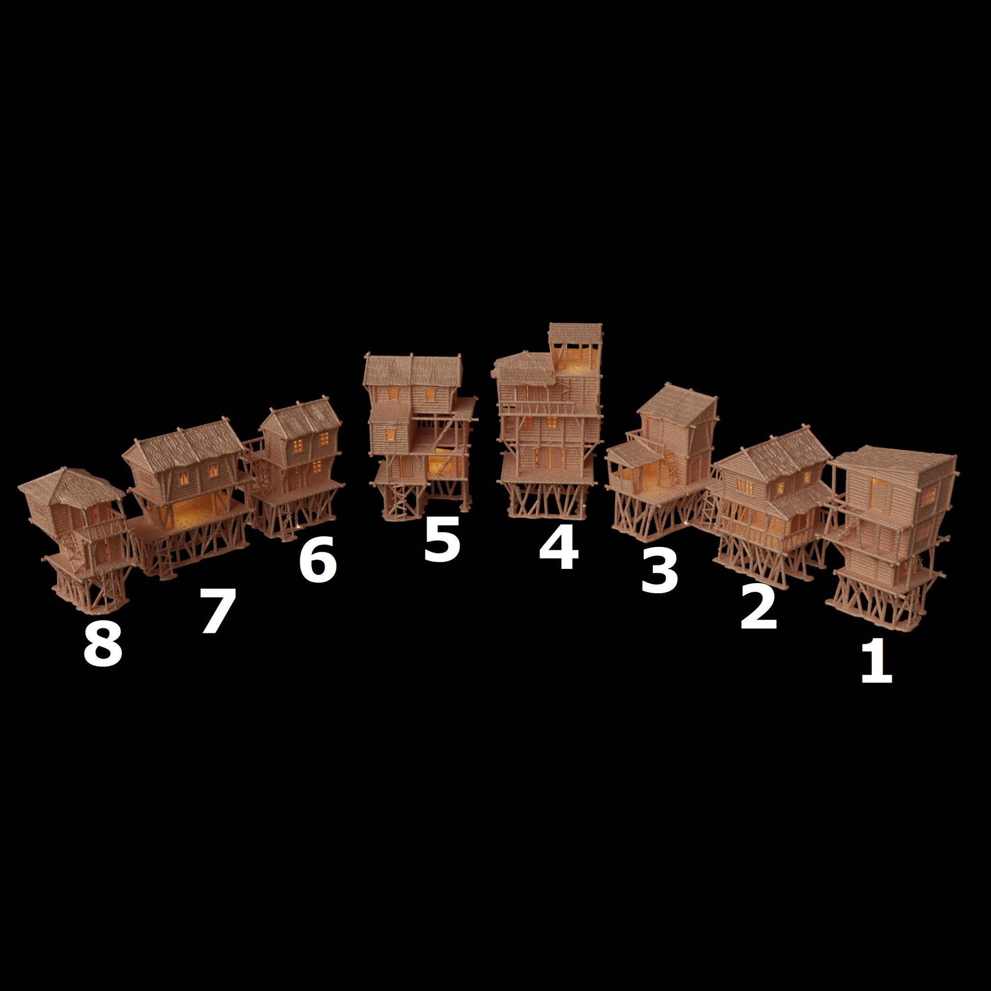 Medieval Stilted Marsh Huts for D&D, Model Railroading, and Wargaming