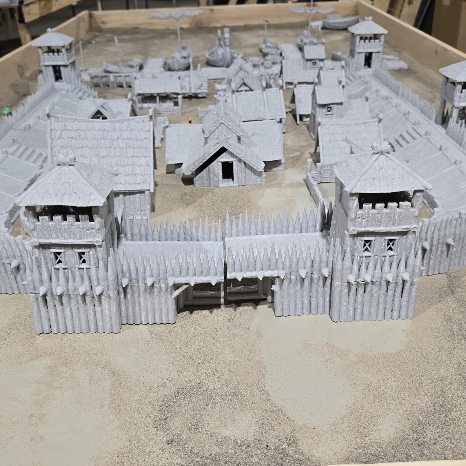 six towers adds an authentic touchThe assortment of buildings, including houses, a tavern, a storehouse, a shipbuilder&#39;s workshop, and farm buildings, offers a glimpse into various aspects of Viking life and activities.