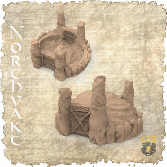 Explore the Viking Age with our detailed Viking Barrow model, featuring a removable top and historically accurate carvings—perfect for educational and gaming use.