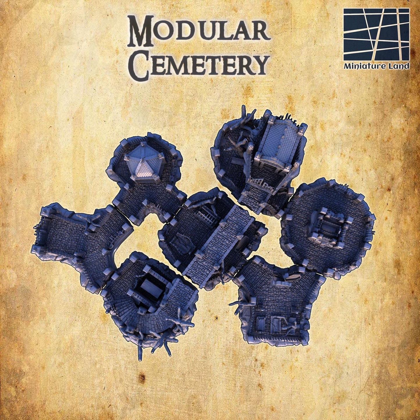 Modular Cemetery: Medieval Gothic Graveyard Model for Tabletop RPGs and Dioramas