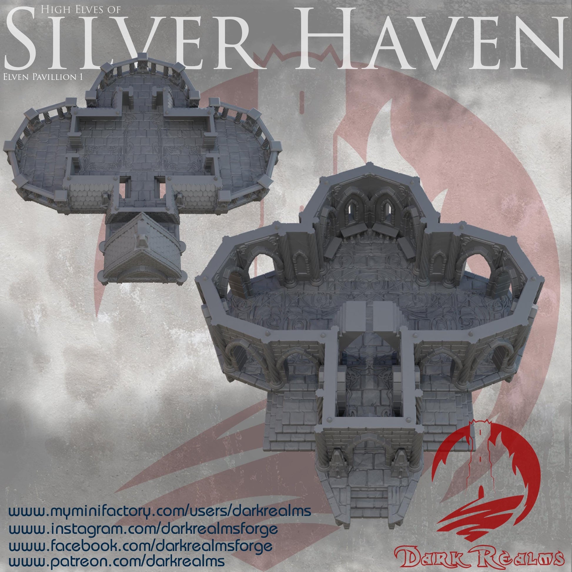 Silver Haven: Elven Pavilion Architectural Model for Fantasy RPGs and Dioramas