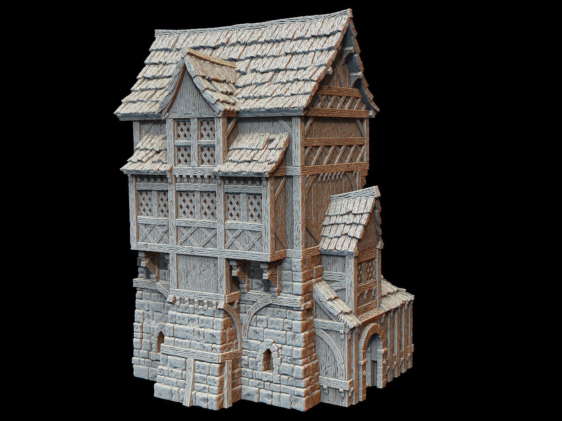 Explore this detailed 15th-century inspired Medieval Manor model, featuring intricate architecture and removable levels for diverse gameplay.