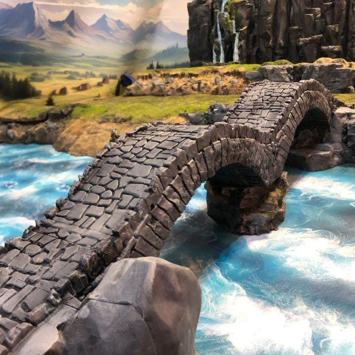 Ancient Stone Bridge Model - Handcrafted Tabletop RPG and Wargaming Terrain