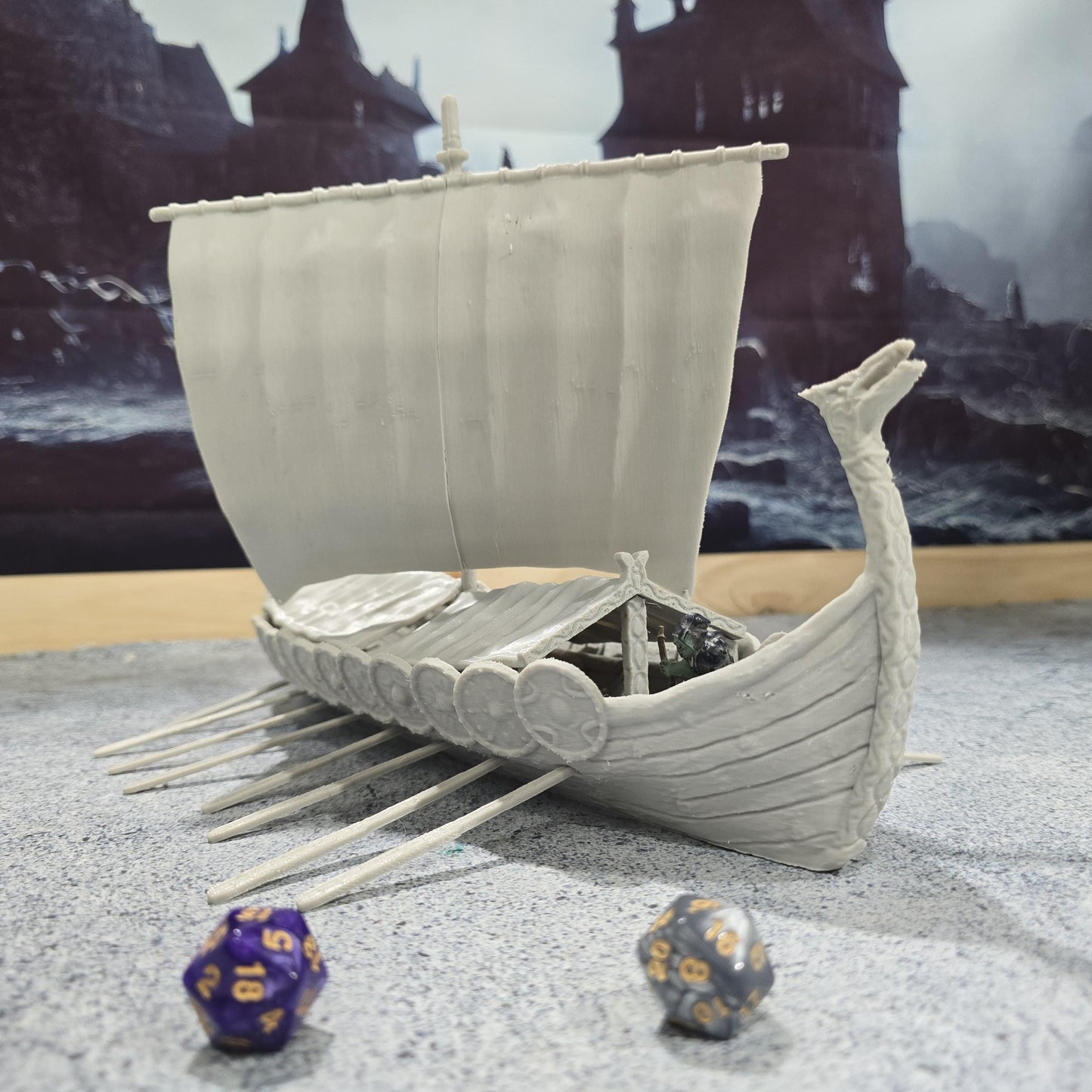 Covered Viking Long Ship, with shields