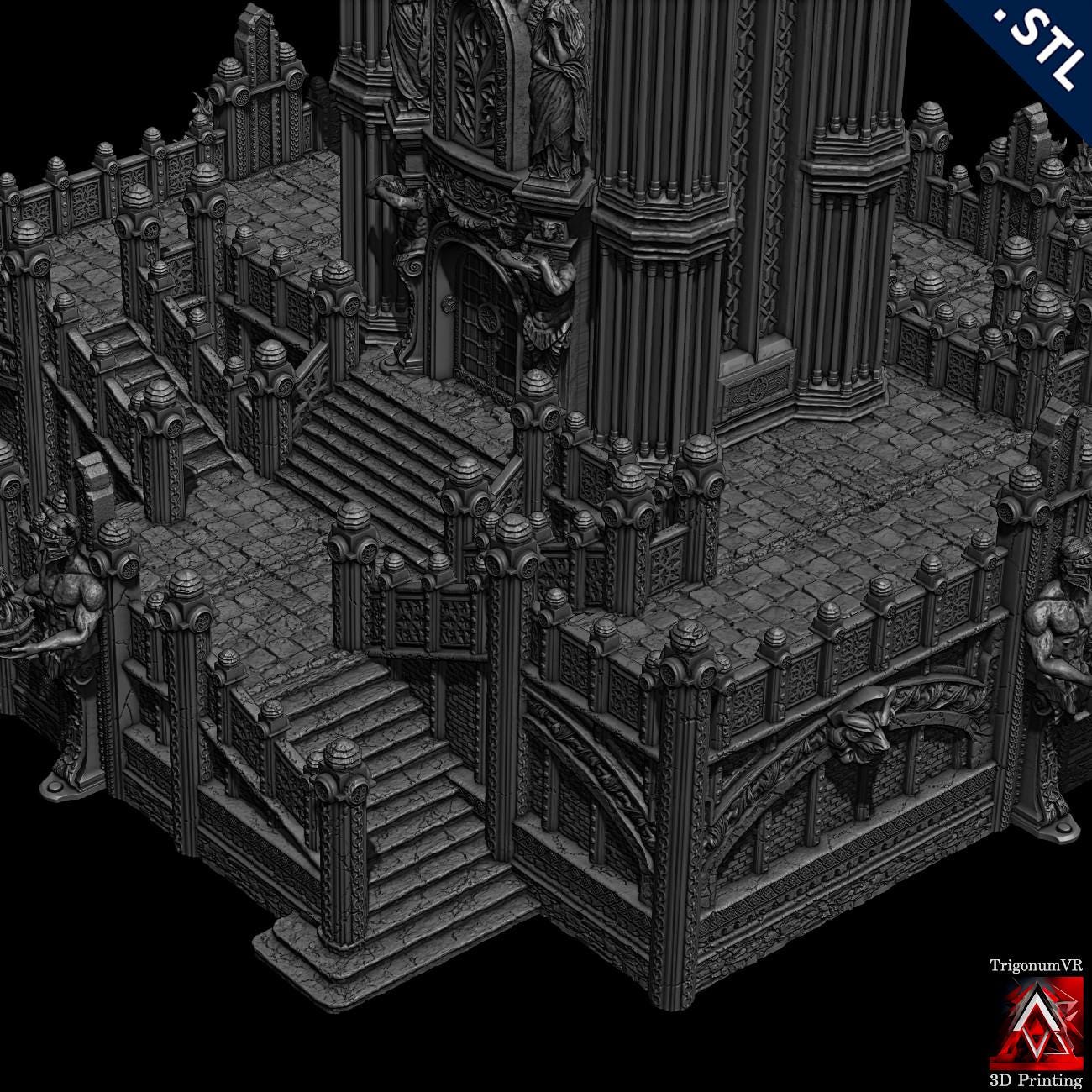 Explore the Twilight Tower Grimdark Imperium, a fortress of dark spires and medieval might, perfect for adding a gothic touch to your 28mm scale tabletop games.