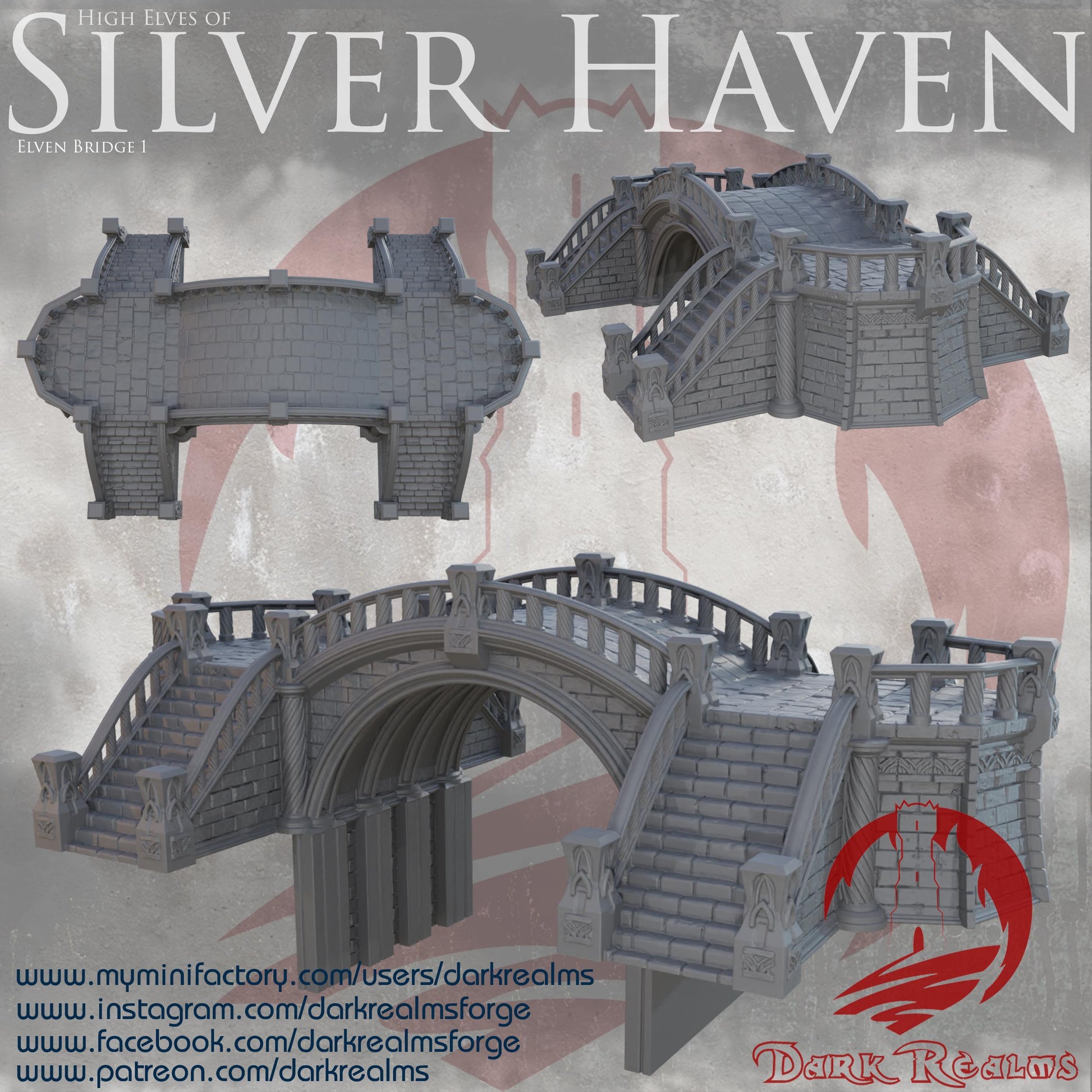 Silver Haven Elven Bridge: High Elves of Silver Haven Series - Fantasy Tabletop Scenery