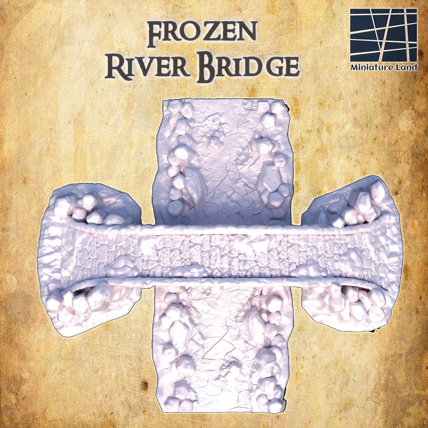 Traverse the icy realms with the &quot;Frozen River Bridge&quot; – a meticulously crafted miniature perfect for enhancing your wargaming and RPG environments with a touch of winter&#39;s harsh beauty.