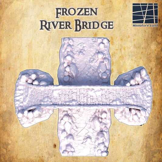 Traverse the icy realms with the &quot;Frozen River Bridge&quot; – a meticulously crafted miniature perfect for enhancing your wargaming and RPG environments with a touch of winter&#39;s harsh beauty.