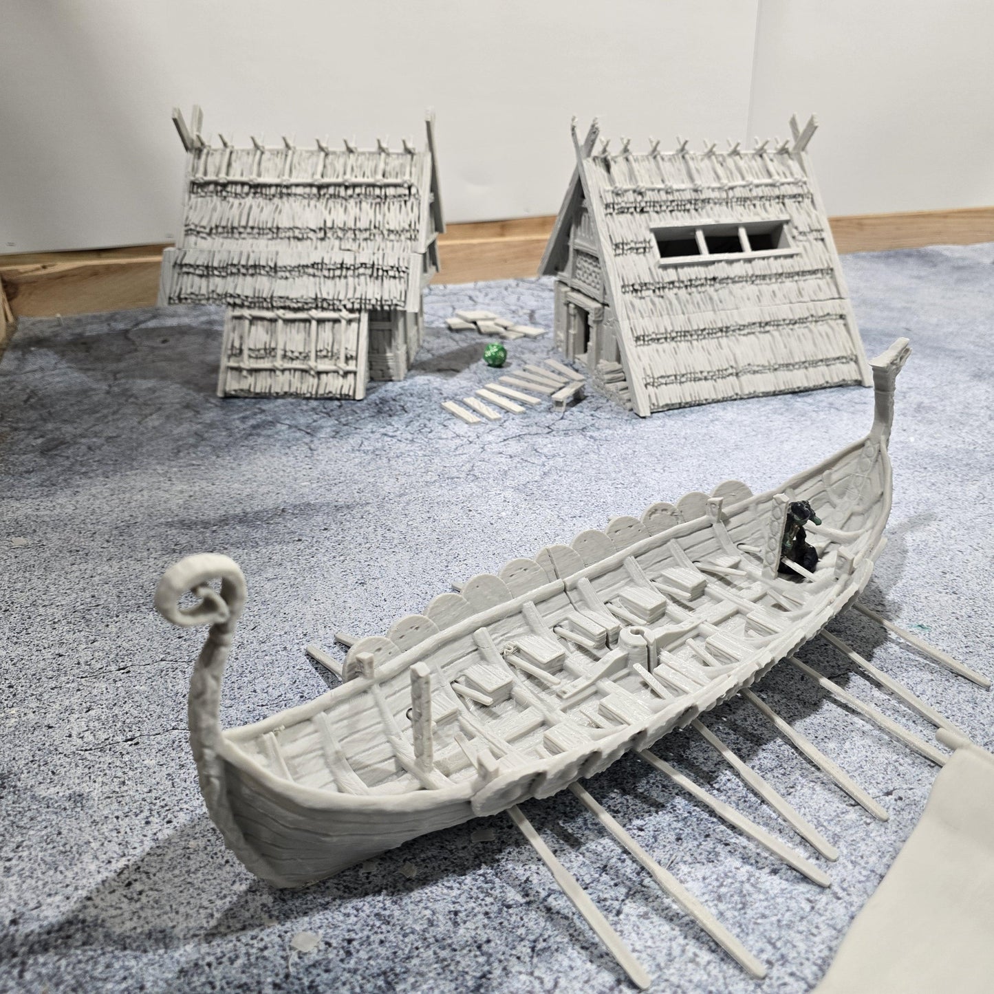 Covered Viking Long Ship, with shields