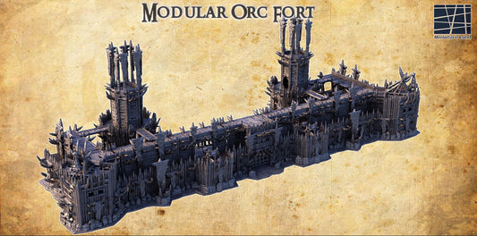 Explore the Modular Orc Fort, an extensive medieval-style stronghold designed for tactical and immersive gameplay in fantasy and medieval wargames.