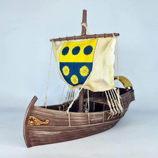 28mm Medieval Merchant Ship - Historical Naval Miniature - Tabletop Wargaming and RPG Terrain - Printed in Grey PLA