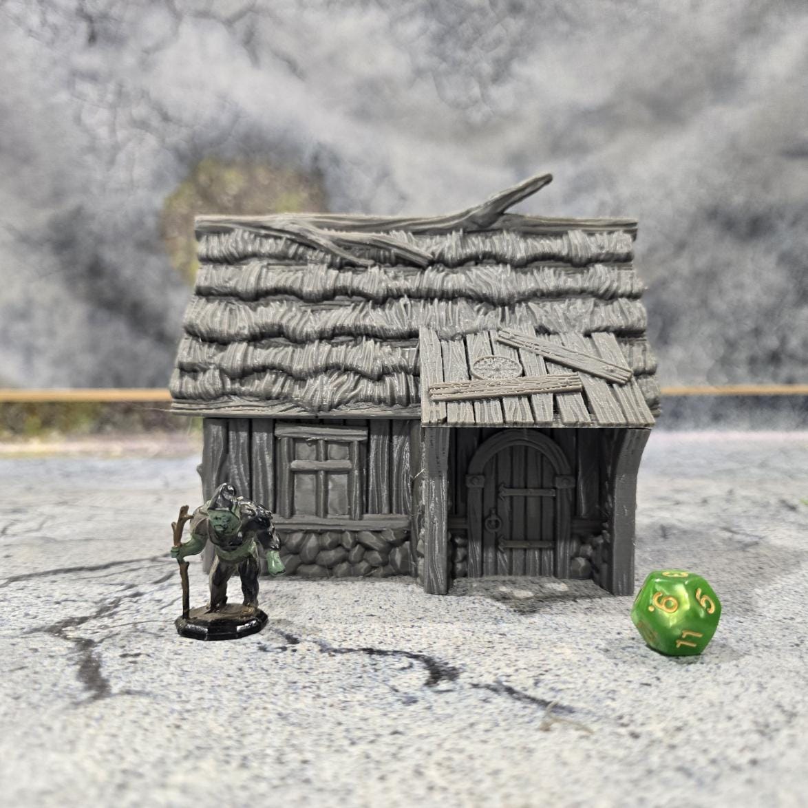 Exquisitely detailed Small Viking Common House model, showcasing early medieval architecture perfect for tabletop role-playing and wargames.