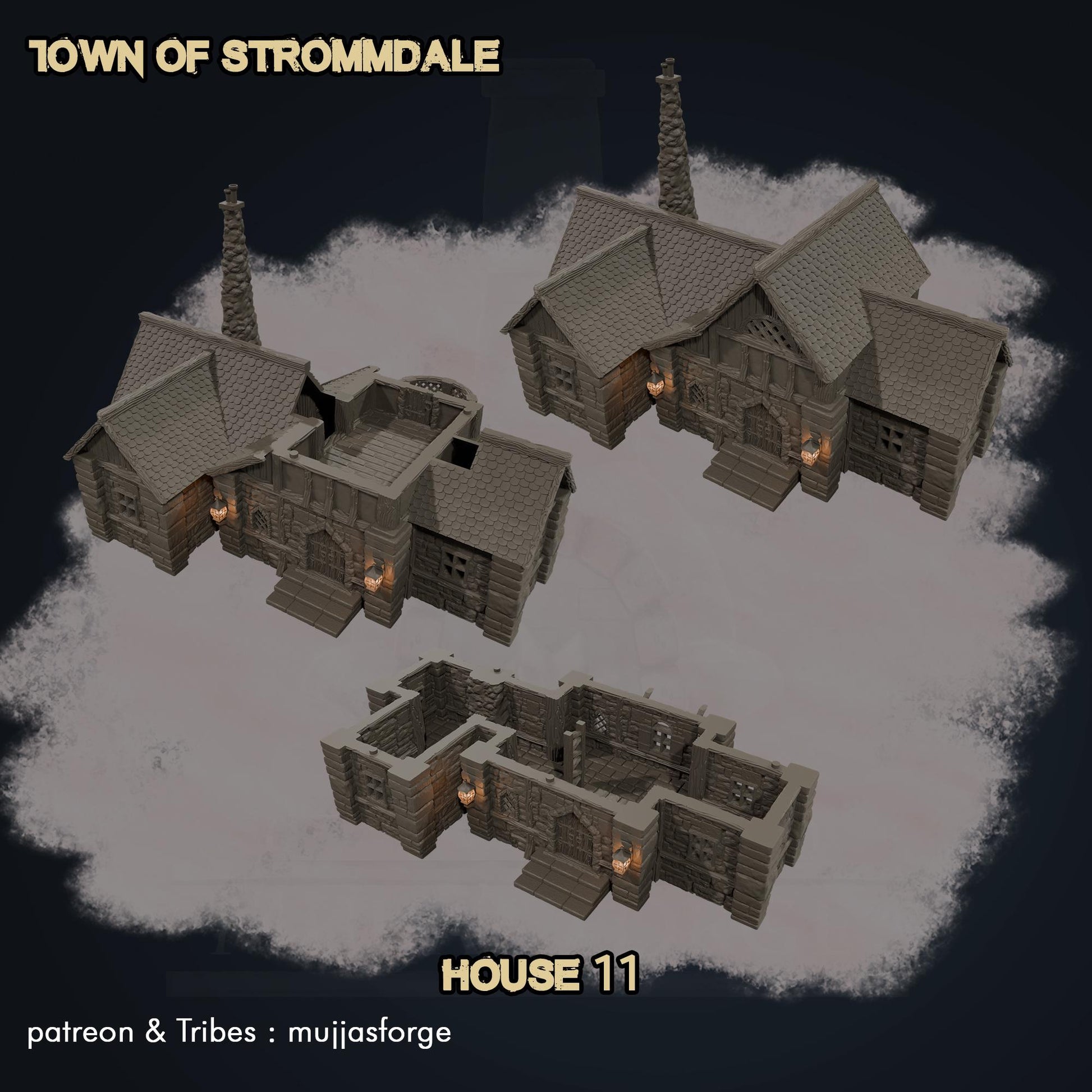 Strommdale House 11 – A detailed medieval half-timbered home for RPG and wargaming terrain. Perfect for Dungeons & Dragons, Pathfinder, and skirmish wargames.