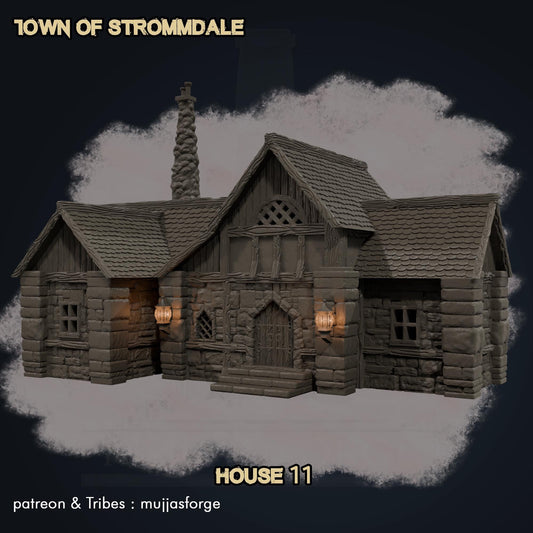 Strommdale House 11 – A detailed medieval half-timbered home for RPG and wargaming terrain. Perfect for Dungeons & Dragons, Pathfinder, and skirmish wargames.