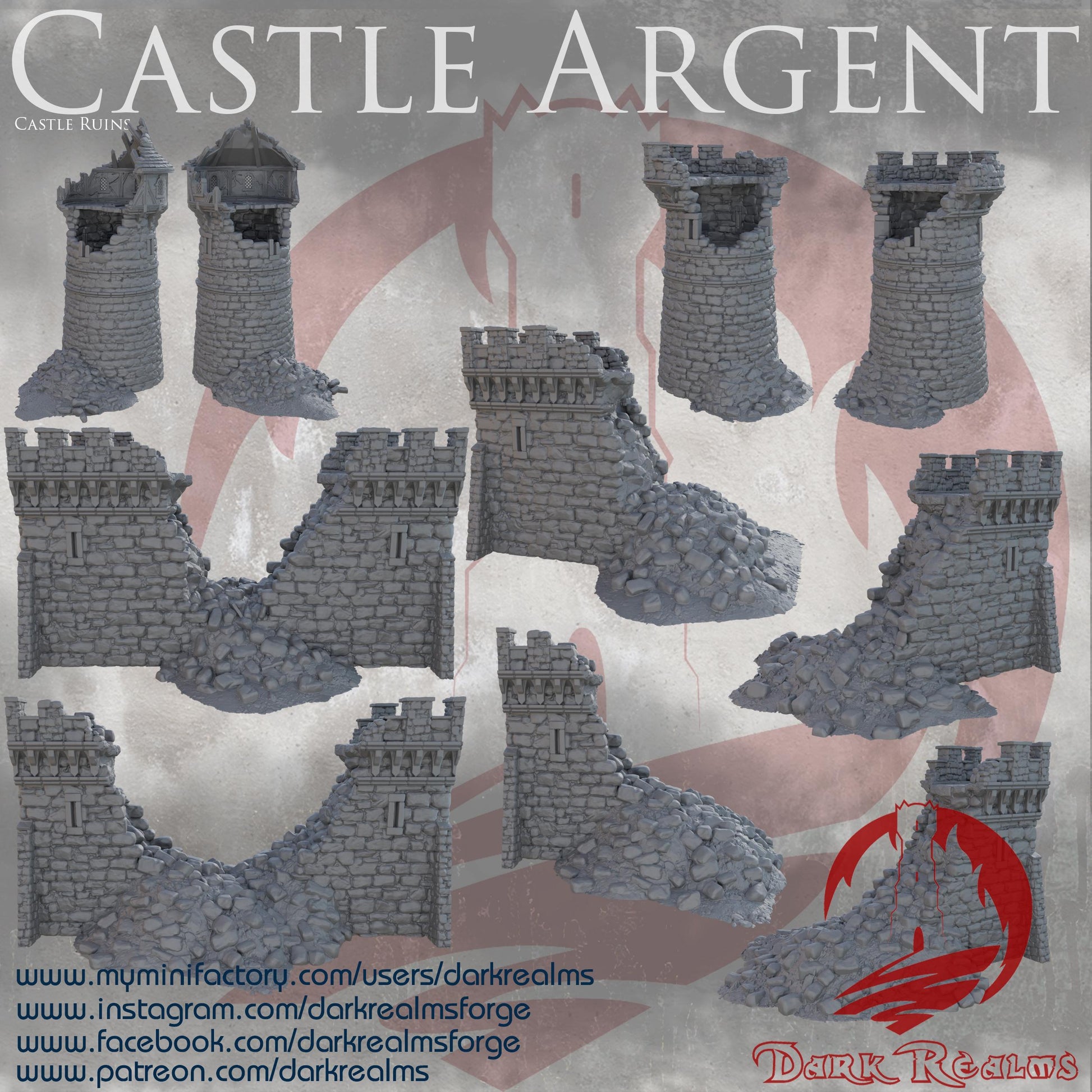 Castle Argent Gatehouse Ruins – Modular Medieval Fortress for Tabletop Wargames & RPGs
