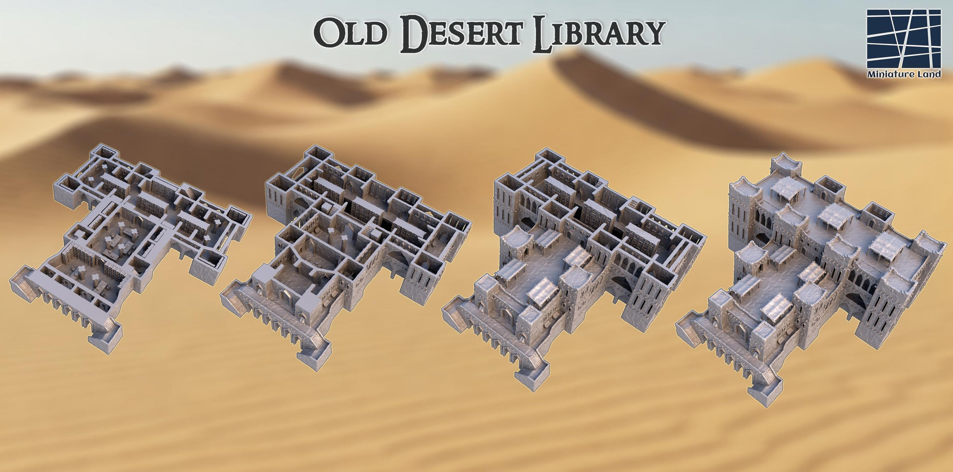 13th Century Middle Eastern Fortress Library | Multi-Level Tabletop Terrain, Model Railroading