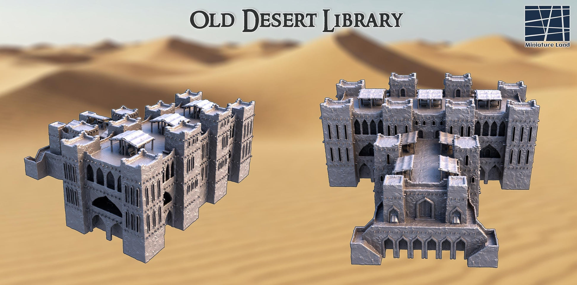 13th Century Middle Eastern Fortress Library | Multi-Level Tabletop Terrain, Model Railroading